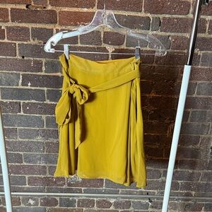 Yellow High-Waisted Miniskirt w/ Ribbon Tie